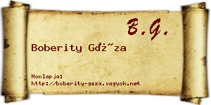 Boberity Géza névjegykártya